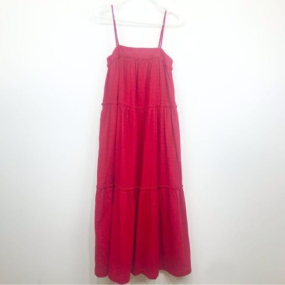 Sugar + Lips Red Tiered Sundress - Picture 1 of 16